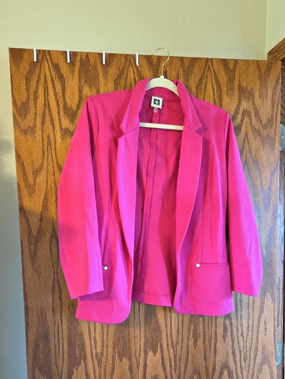 Anne Klein Open Front Notch Collar Blazer Pink Medium